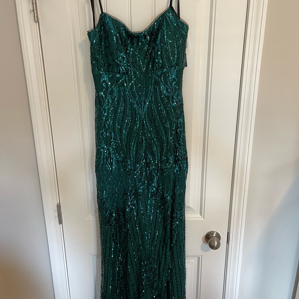Betsy & Adam sequined Emerald green dress size XL - Picture 1 of 4